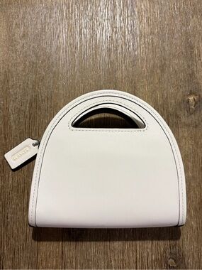 COACH CHALK/SILVER GLOVETANNED LEATHER TOP HANDLE CARD CASE CT879
